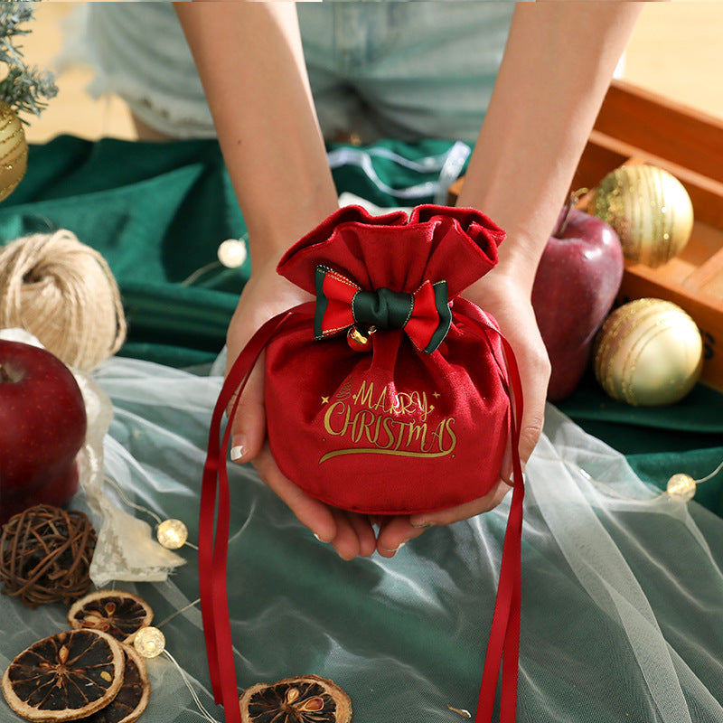 Wholesale Christmas gift bag Christmas apple velvet drawstring bag