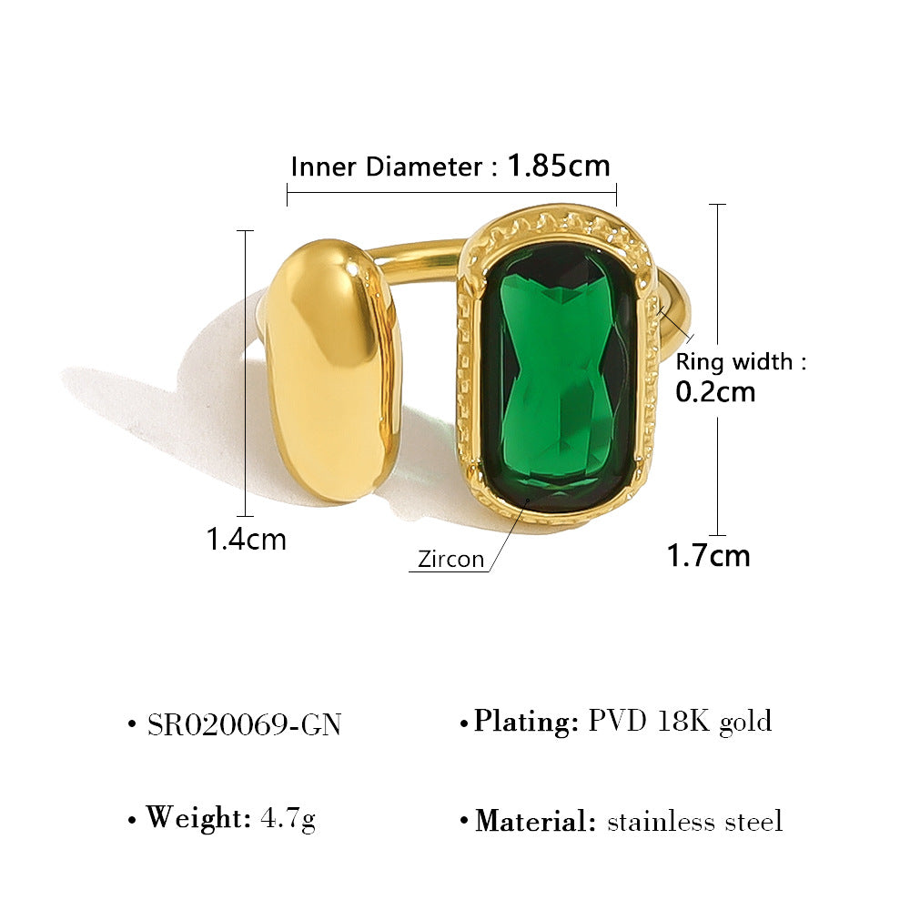 Wholesale Light luxury high-end zircon open titanium steel ring