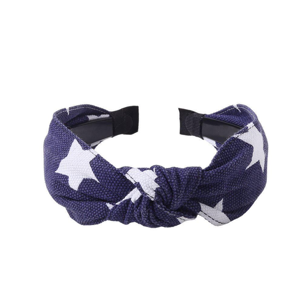 Wholesale Denim Printed Knotted Fabric Hair Bands
