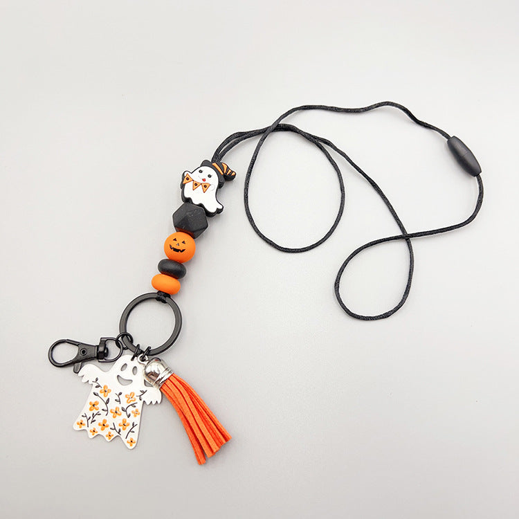 Wholesale Halloween Silicone Beads Easy Pull Lanyard Keychain