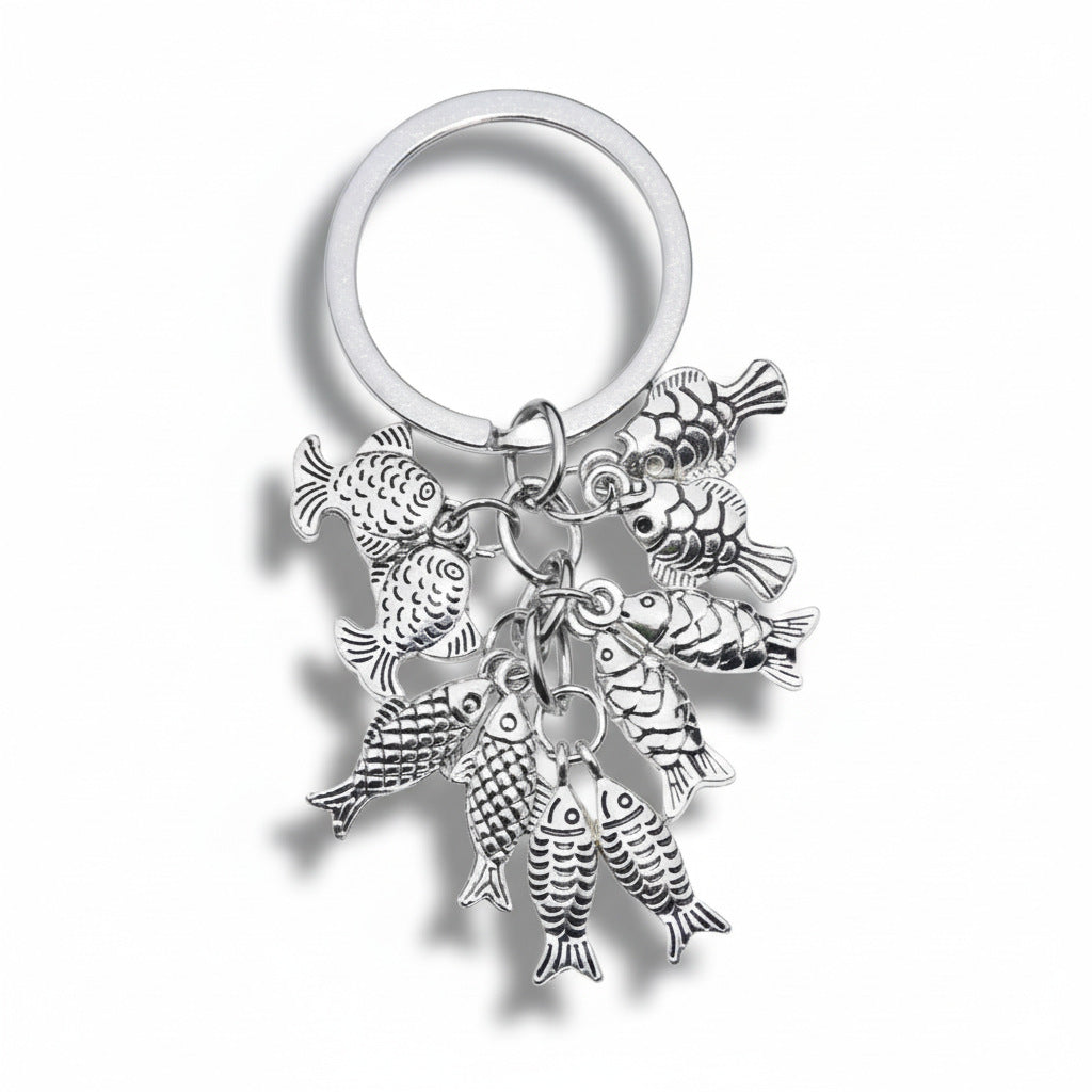 Wholesale 5 pcs Ten Fish Pendants Creative Keychains for Fishermen Father' s Day Gifts
