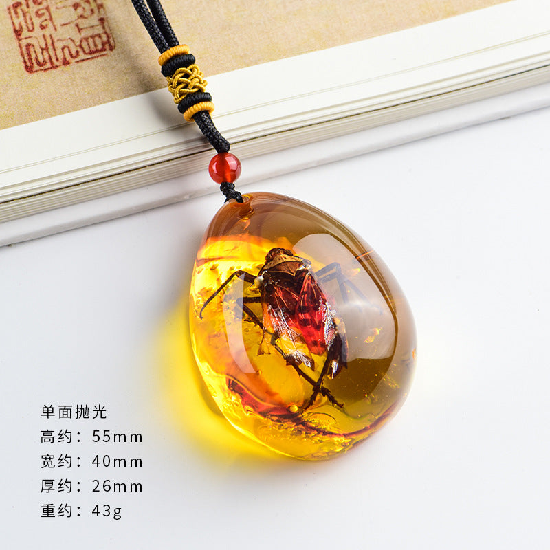 Wholesale True Live Insect Specimen Amber Pendant