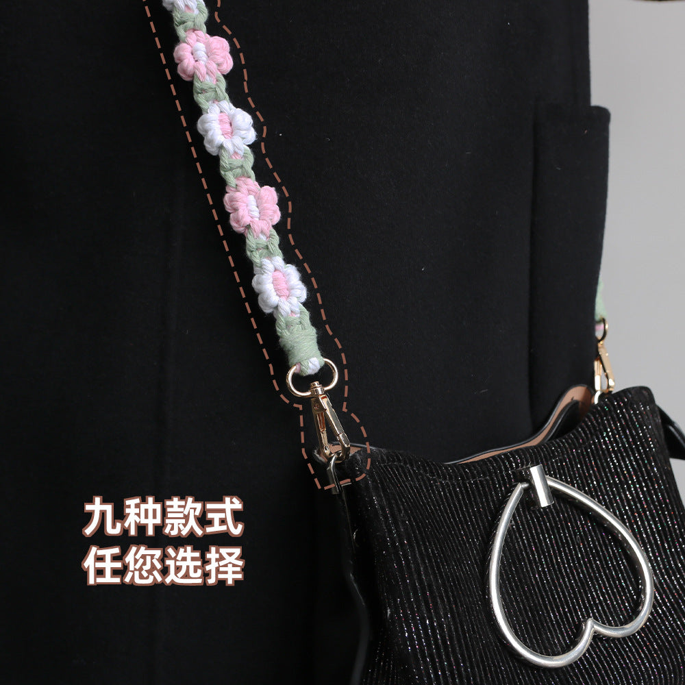 Wholesale Daisy Flower Cotton Rope Woven Mobile Phone Lanyard Keychain
