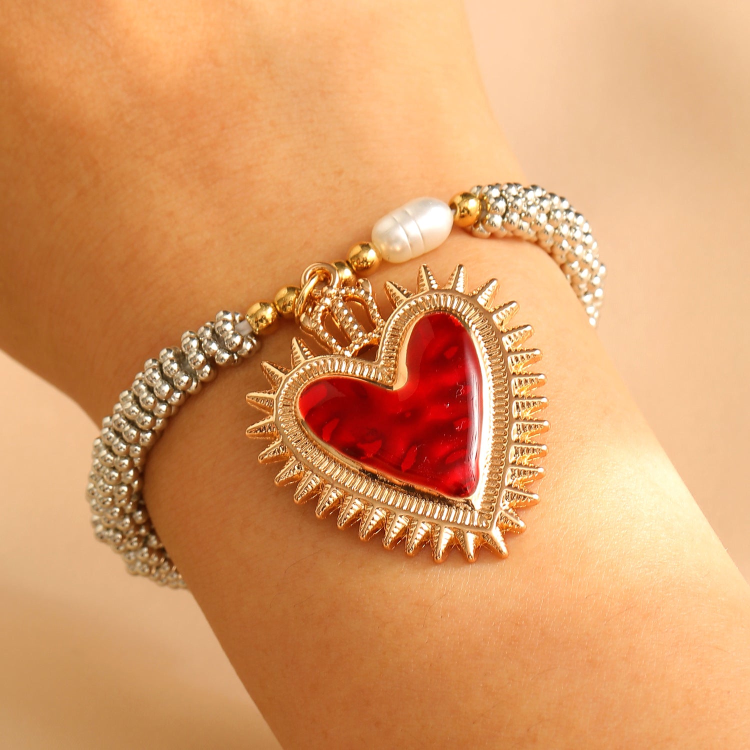 Wholesale Silver Multiple Sacred Heart Love Necklace