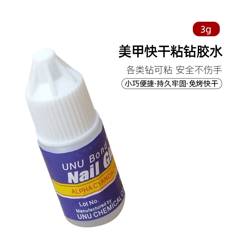 Wholesale Nail glue for nail art, quick-drying, brush-mounted, fake nails, diamond nail glue, water-soluble glue