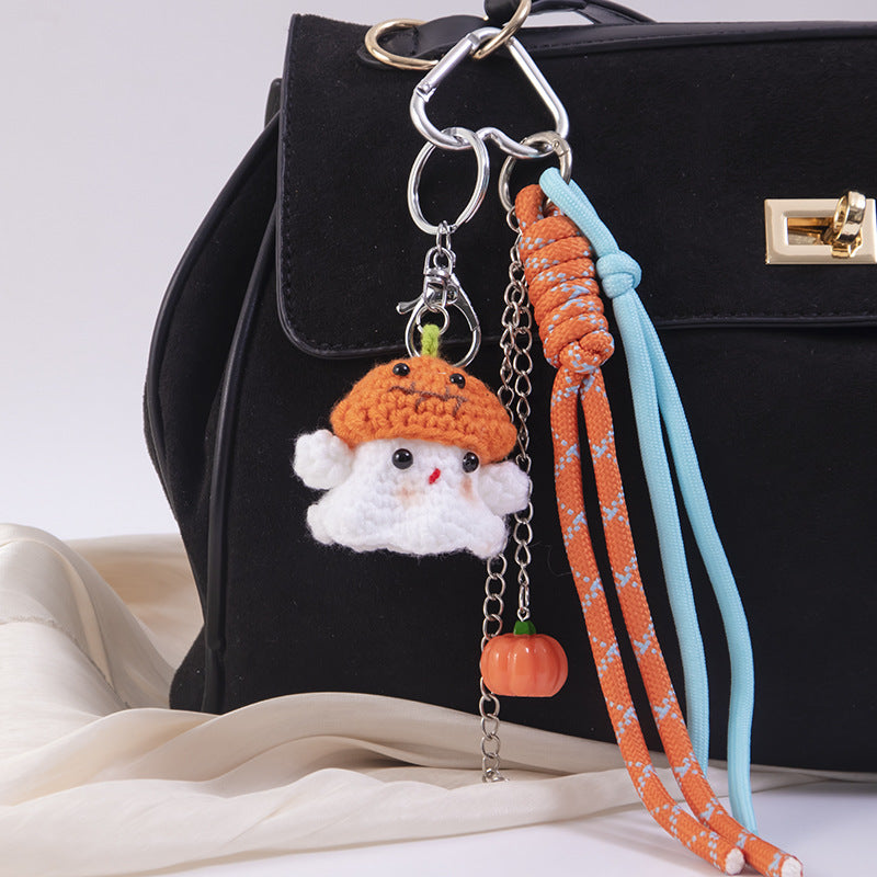 Wholesale  pumpkin bag hanging DIY wool braided rope keychain