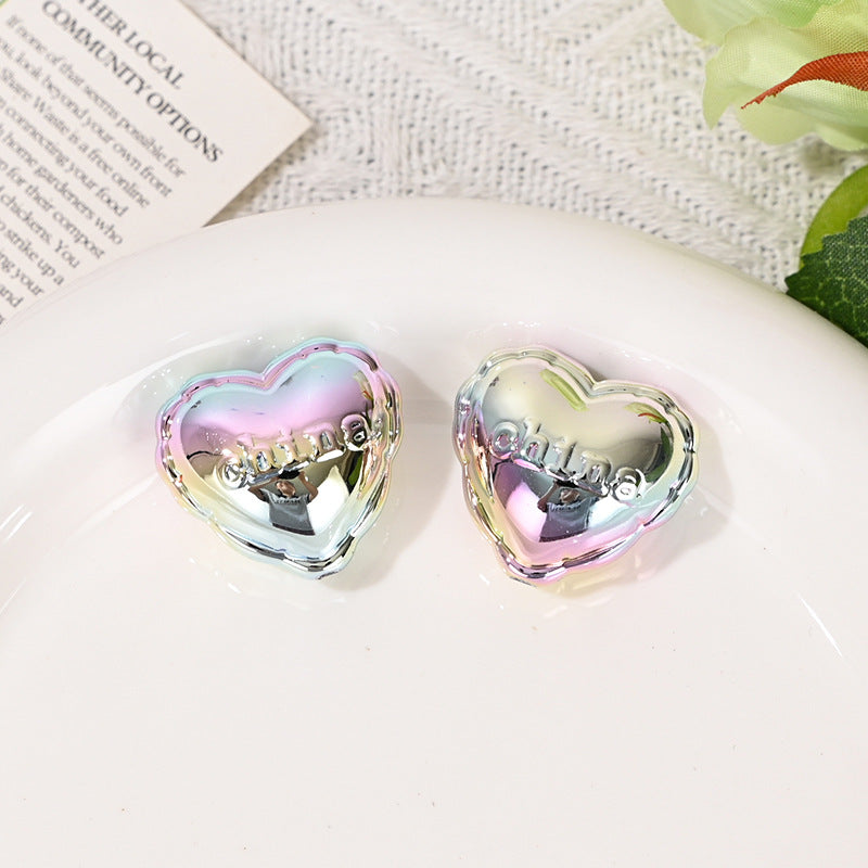 Wholesale  10pcs Electroplating Colorful  Heart Acrylic Beads