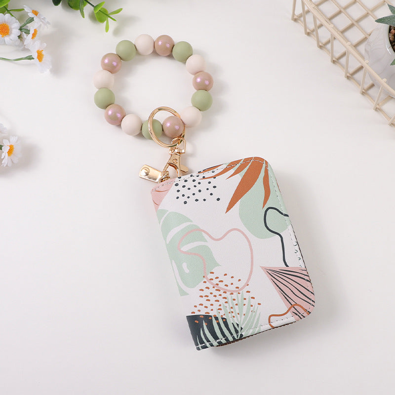 Wholesale printing  card organ storage bag change card clip bag haze silicone beads beaded