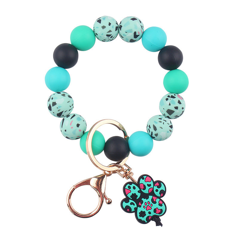 Wholesale Water Transfer Silicone Pearl Cartoon Dog Claws and Pendant Bracelet Keychain