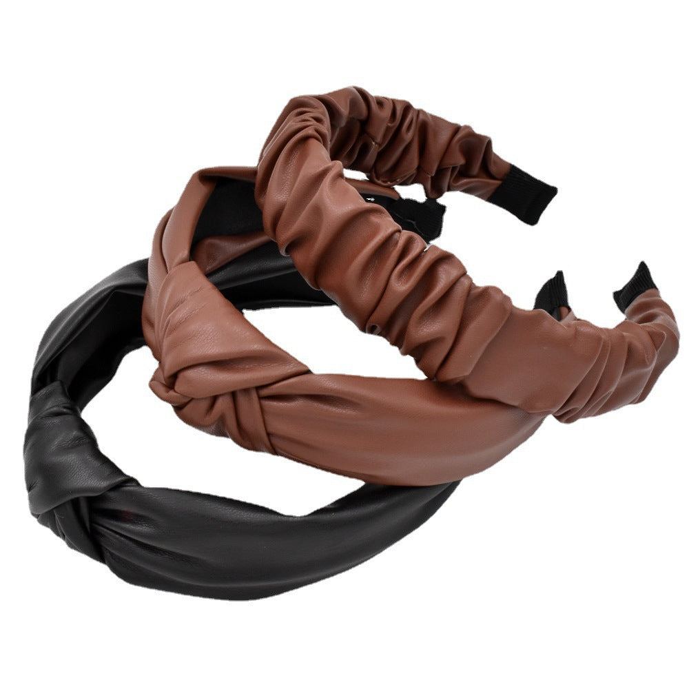 Wholesale Knotted Leather Pleated Hair Bands