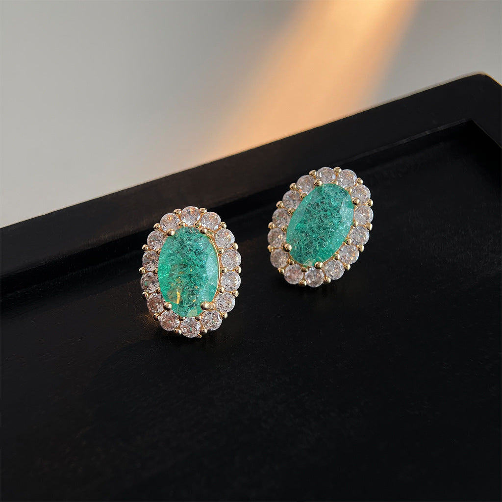 Wholesale Vintage emerald diverse shaped zircon earrings