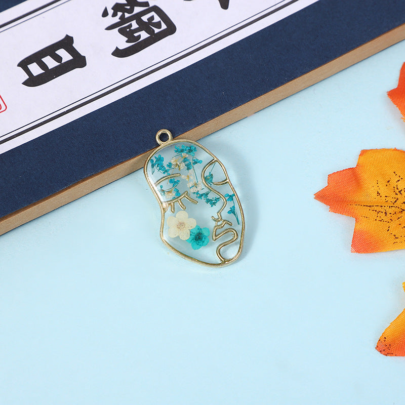 Wholesale 10pcs Human face outline natural dried flower pendant earrings necklace