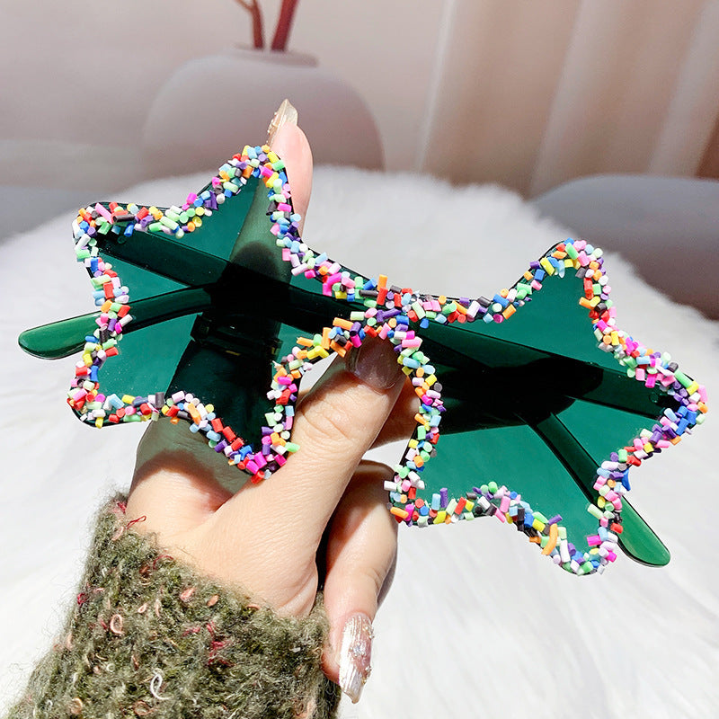 Wholesale Five-pointed Star Diamond Frameless Fashion Personality Photo Sunglasses
