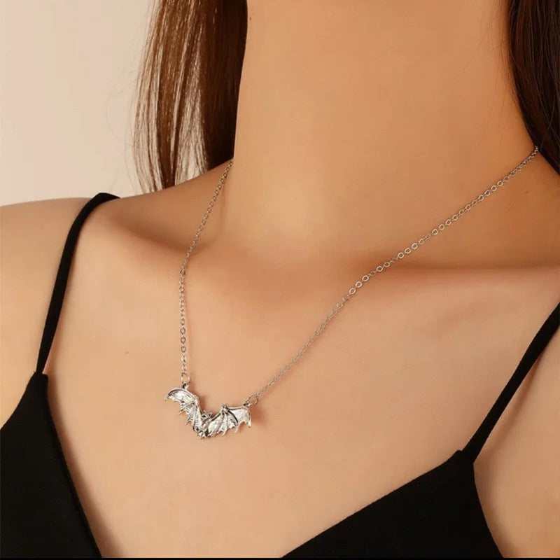 Wholesale Black bat chain goth punk vampire necklace