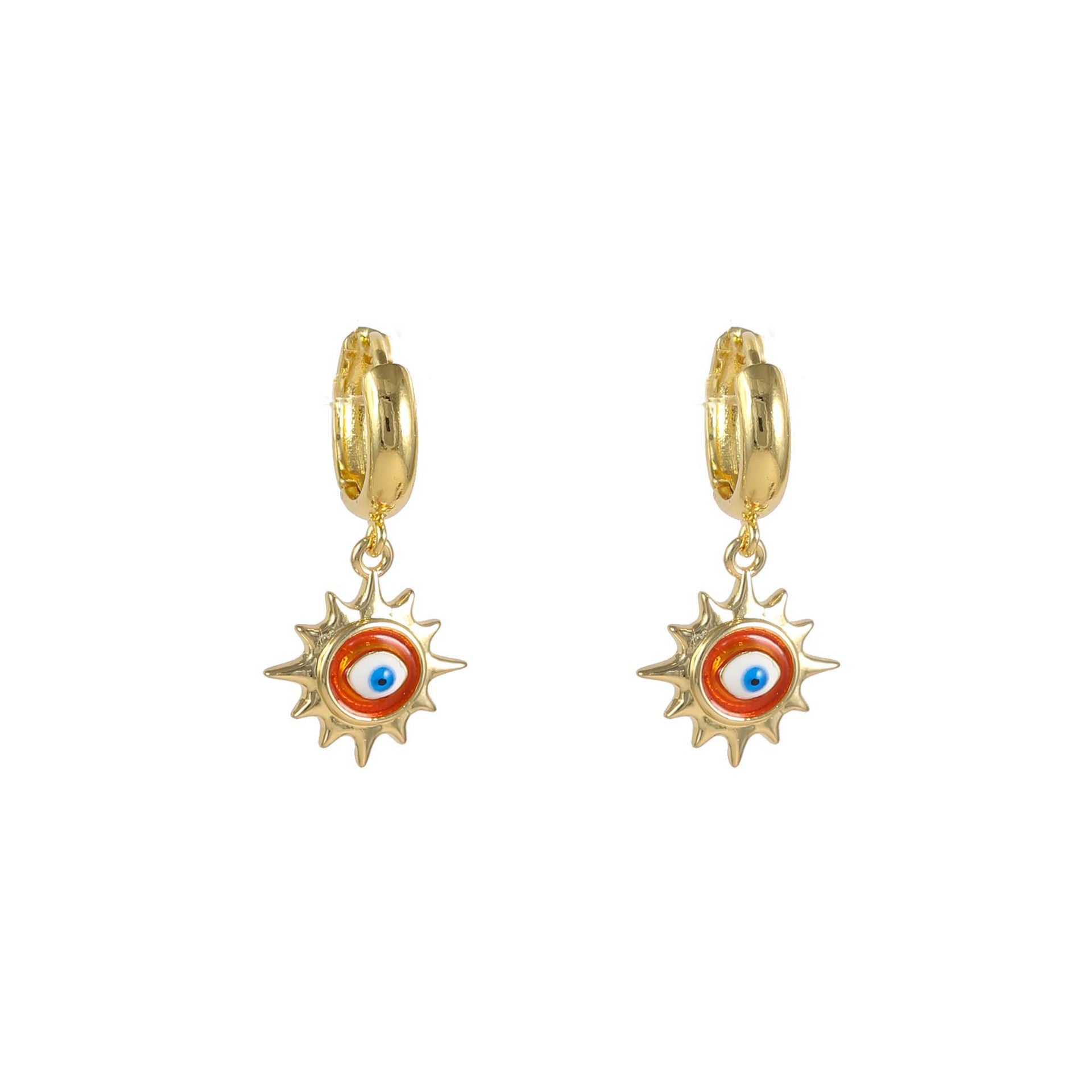 Wholesale Sunflower Devil' s Eye Earrings Copper Gold-Plated Niche Creative Earrings