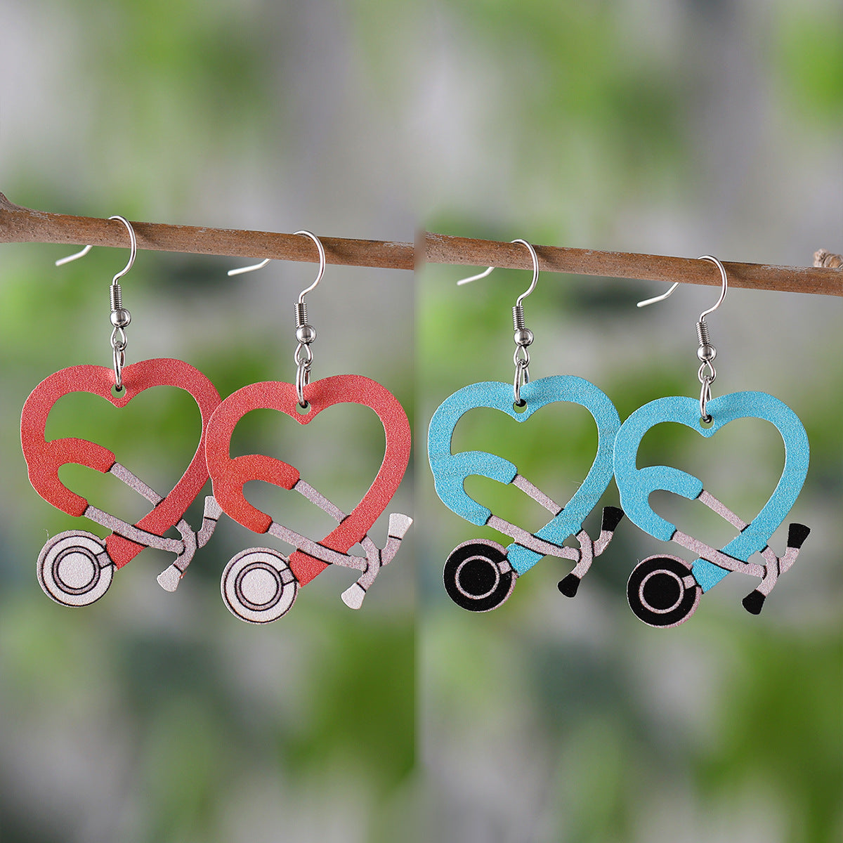 Wholesale Heart Hollow Pendant Earrings Double-Sided Jewelry