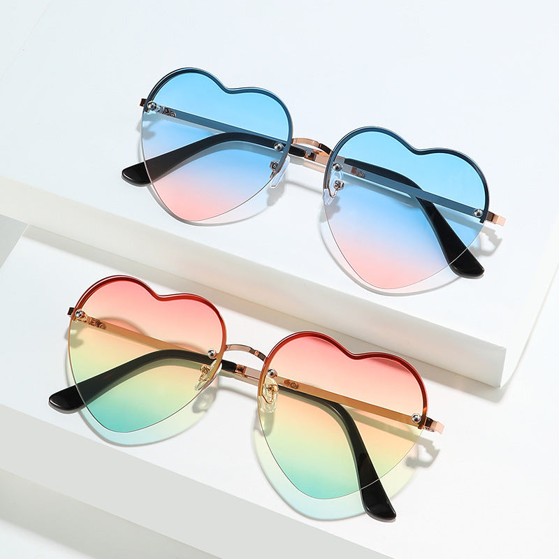Wholesale Heart Half Frame Fashion Sunglasses
