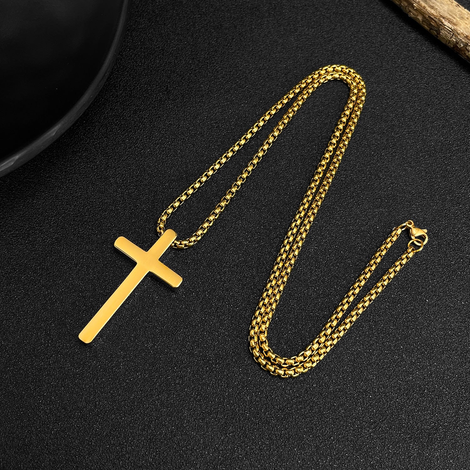 Wholesale opk jewelry glossy stainless steel cross accessories hip hop men's necklace