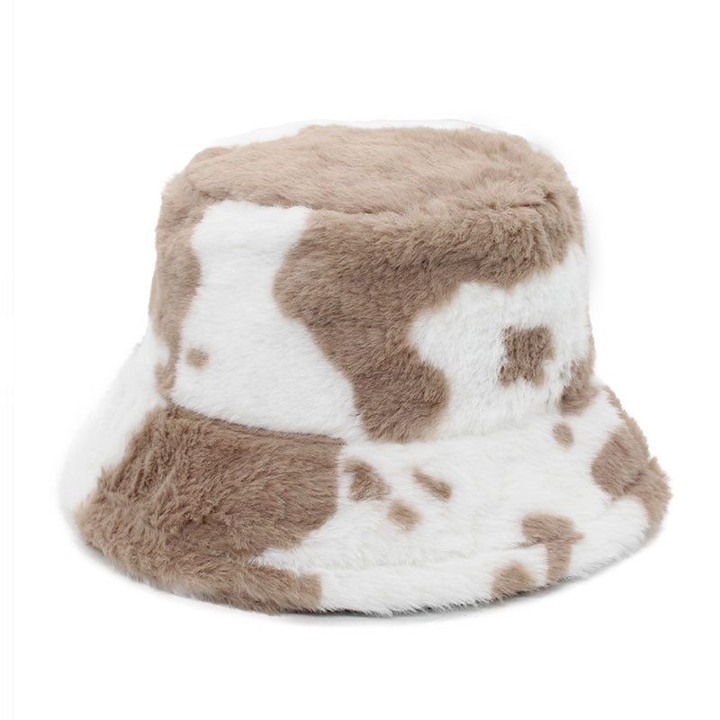 Wholesale Bucket cow pattern retro fisherman hat autumn and winter thick warm