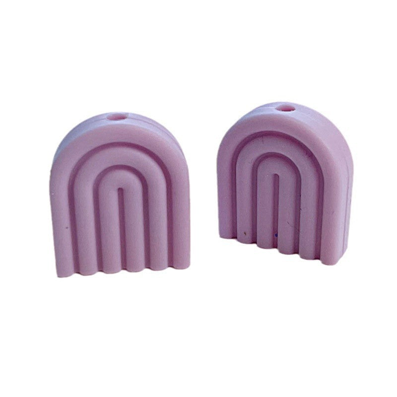 Wholesale Creative DIY Perforated Rainbow Silicone Mother and Baby Teether Accessories Beads