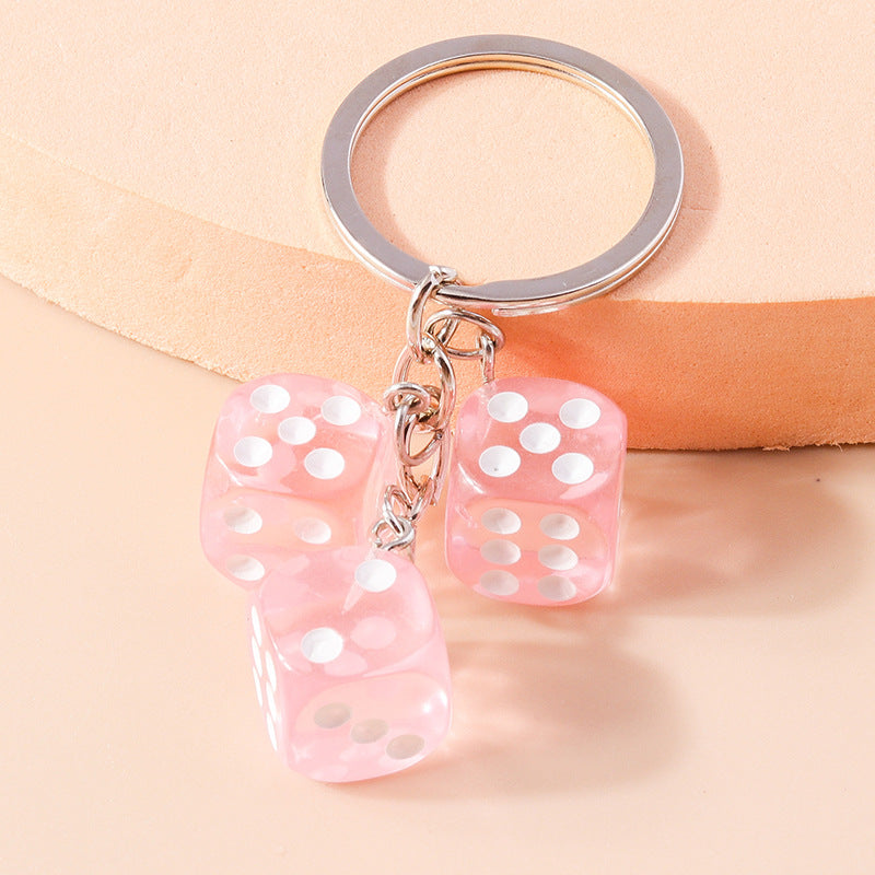 Wholesale Resin Geometry Square Dice Keychain