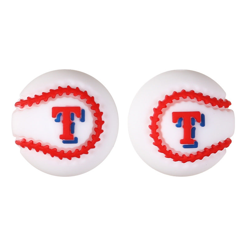 Wholesale 20pcs/pack  Baseball team silicone bead string  3D Focal Beads