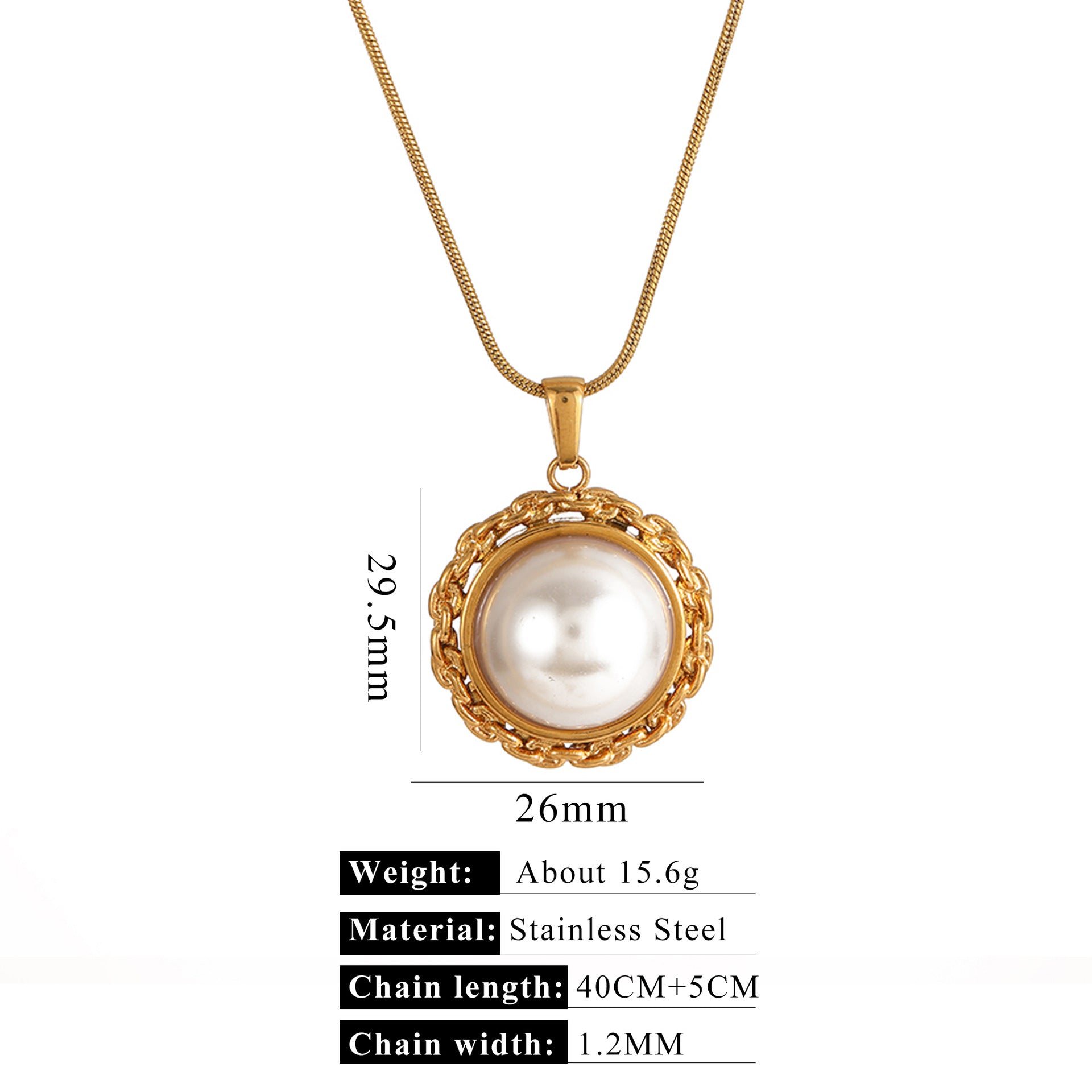 Wholesale Pearl Casting Love Pendant stainless steel necklace