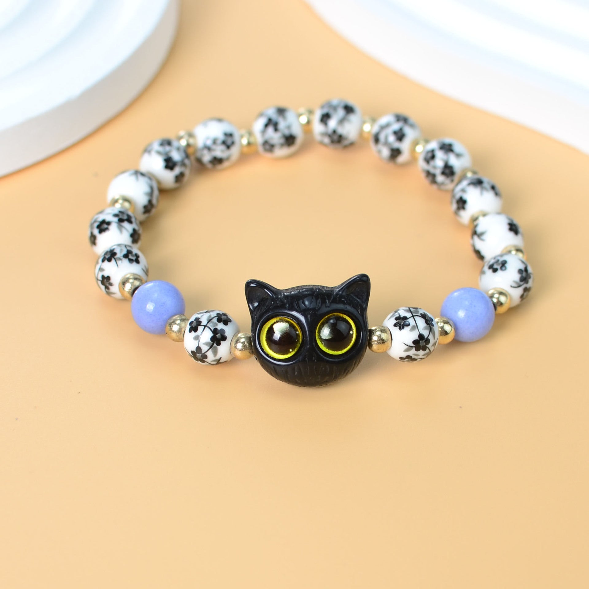 Wholesale Ceramic Jewelry Cat Bracelet Single Circle  Handmade Beaded Bracelet
