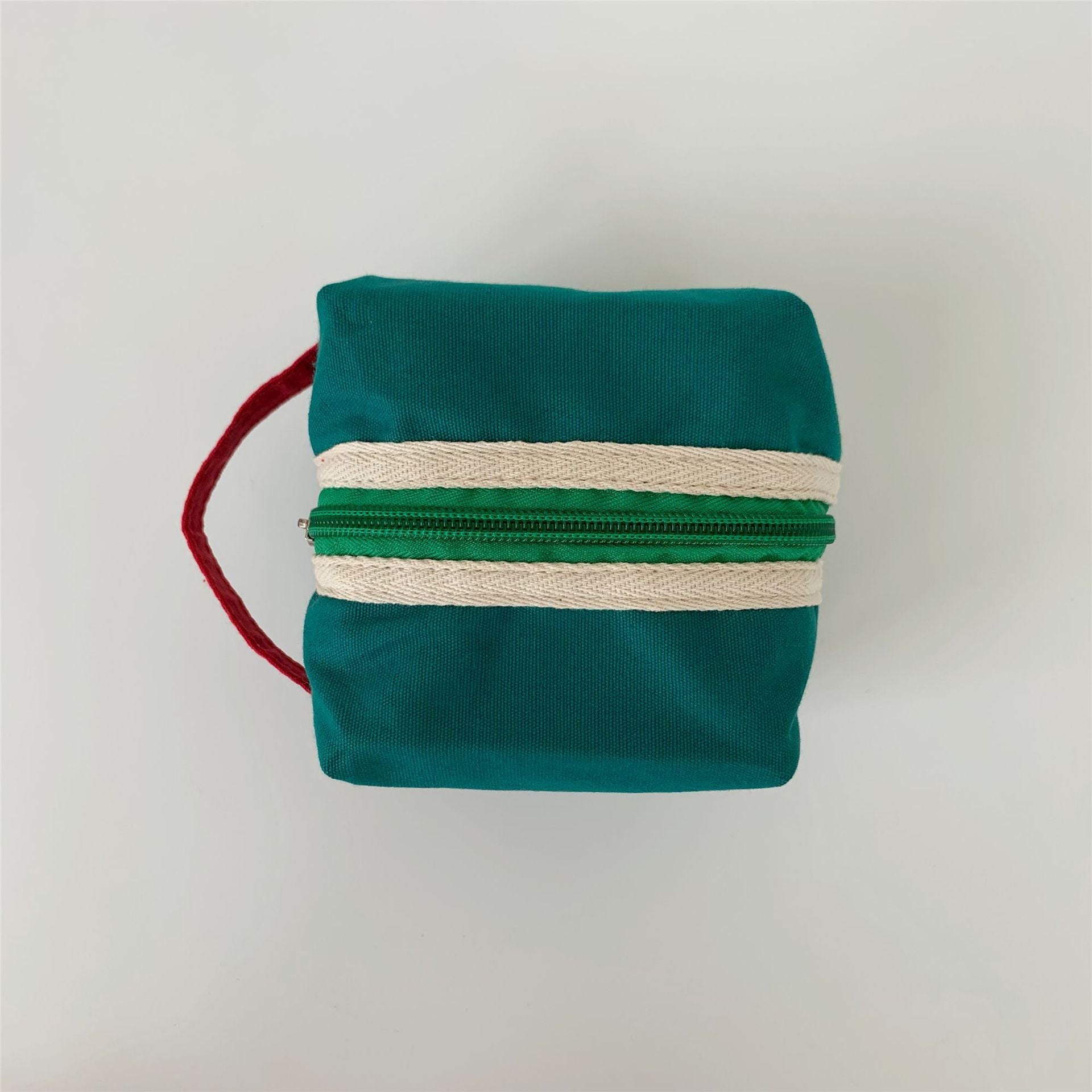 Wholesale Canvas Red and Green Contrast Cosmetic Bag Mini Coin Purse