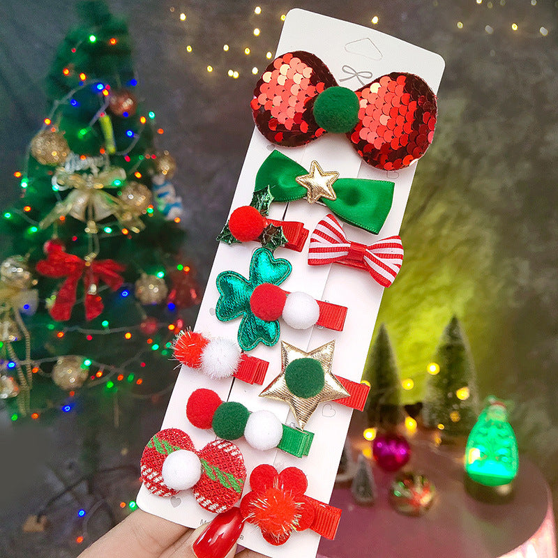 Wholesale Children's Christmas Fabric Hair Clips