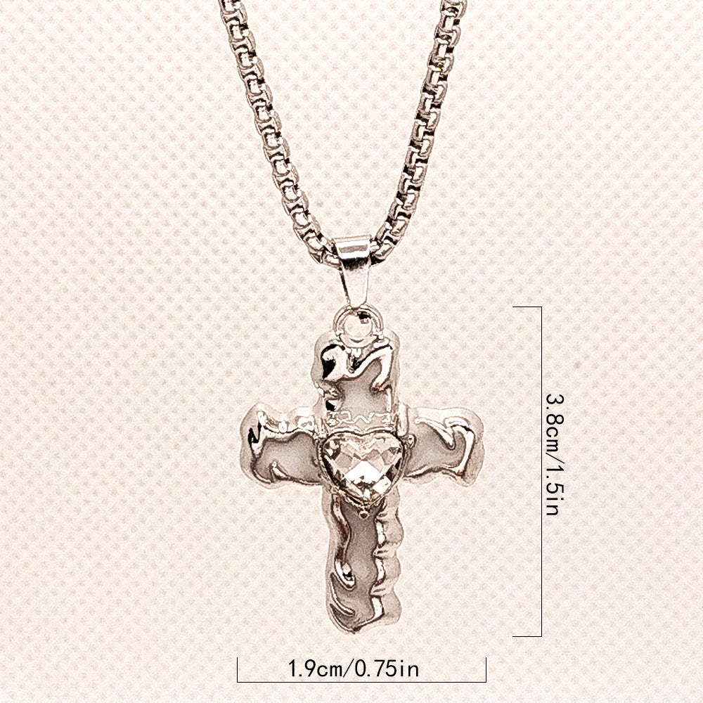 Wholesale Diamond Oil Dripping Cross Necklace