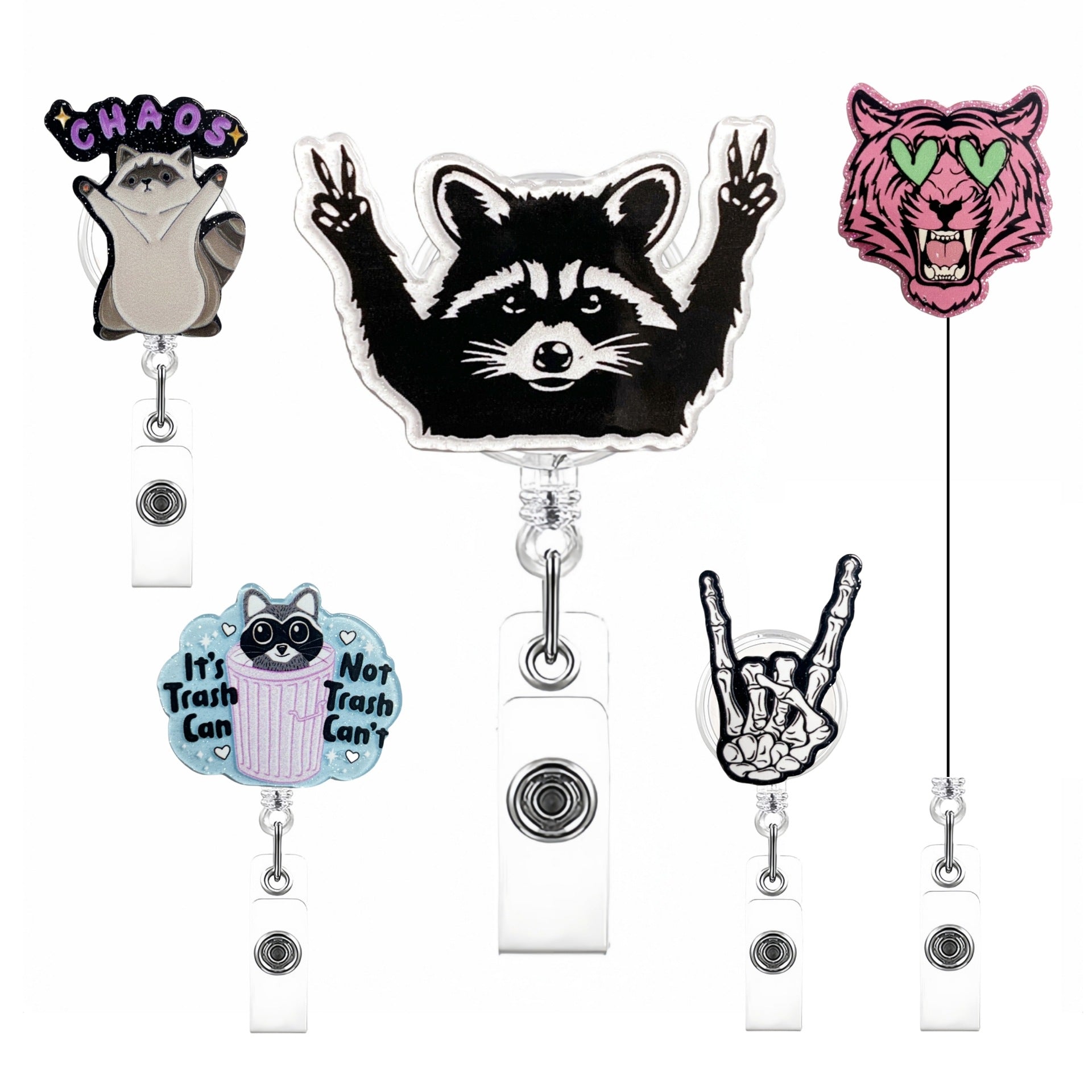 Wholesale Raccoon retractable rotating easy-pull buckle creative keychain