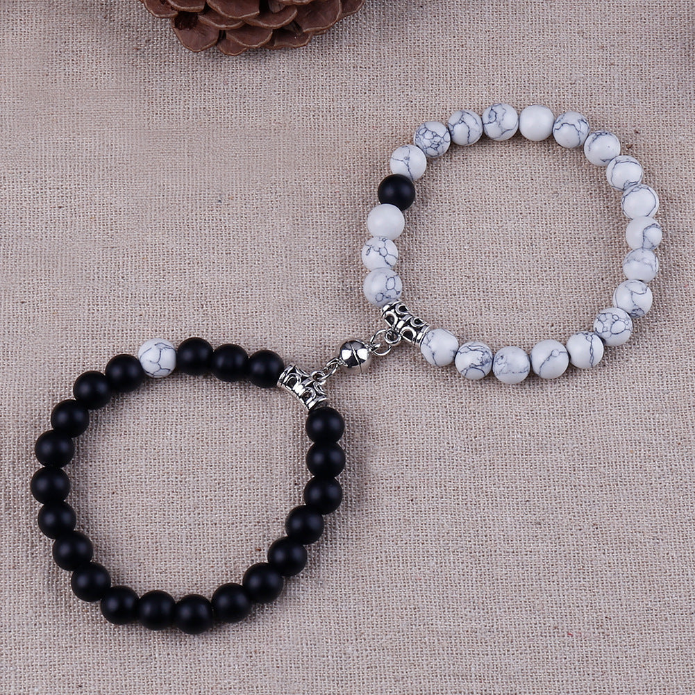 Wholesale Heart Magnetic  Agate Beaded Couple Bracelet