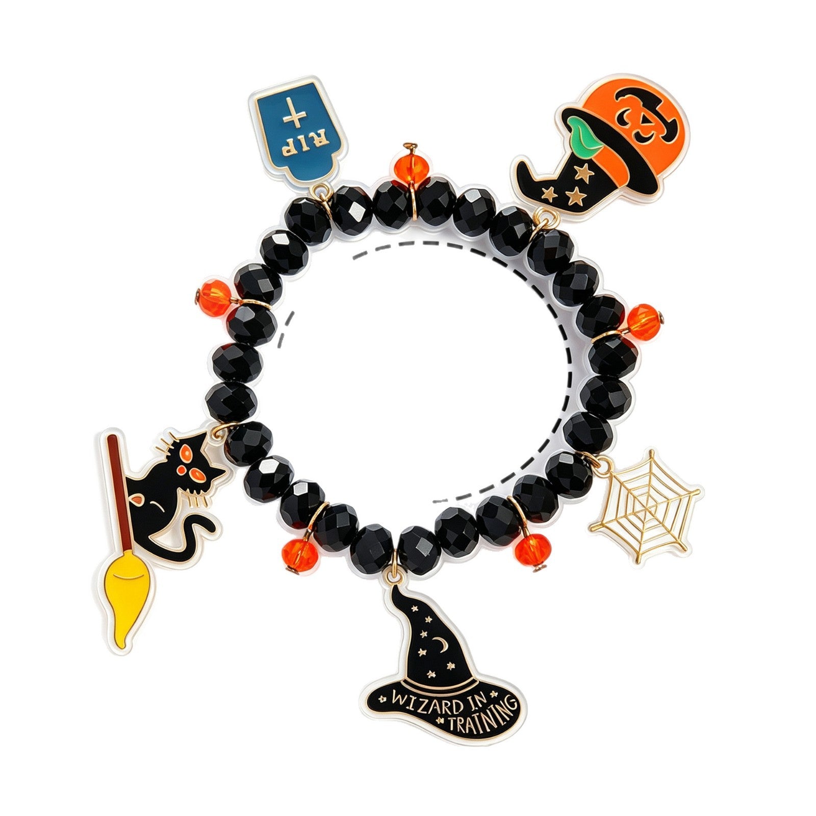 Wholesale Trendy Acrylic  Bracelet With Cute Pumpkin And Ghost Charms Unisex Fashion Jewelry Accessory For Party And Gift