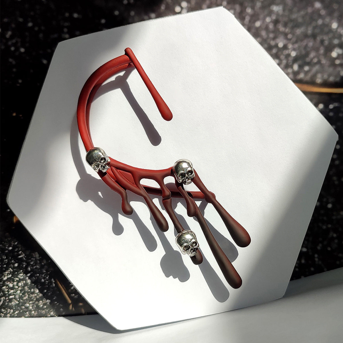 Wholesale Halloween Exaggerated Lava Retro Wine Red Earrings