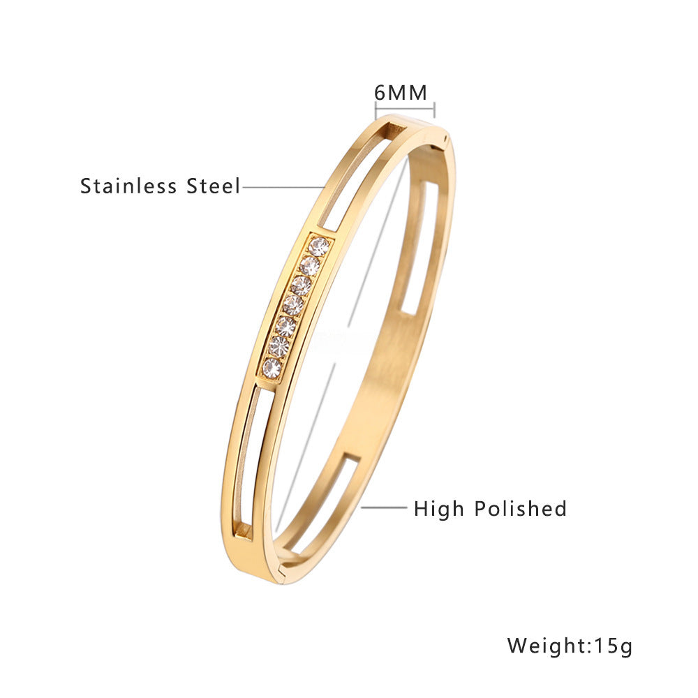Wholesale 18K gold plated diamond retro stacked titanium steel bracelet