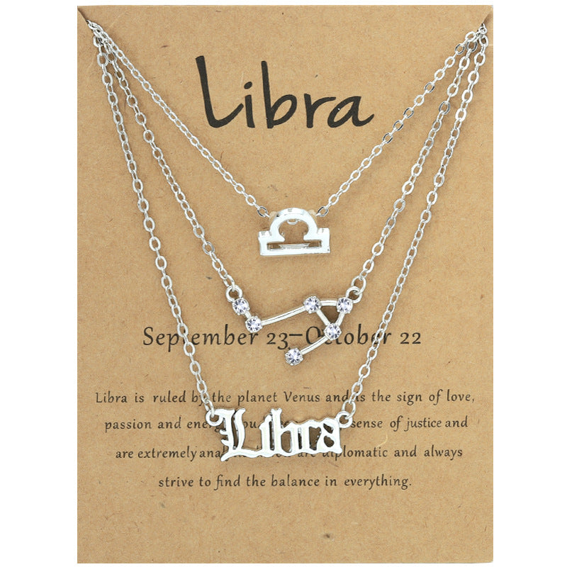 Wholesale Multi-layered Twelve Zodiac Signs Stainless Steel Necklace Set