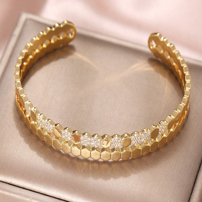 Wholesale Open honeycomb bracelet ring set decorative bracelet ring women