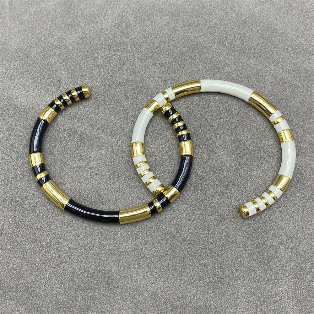 Wholesale black white and gold Layered Bracelet Set