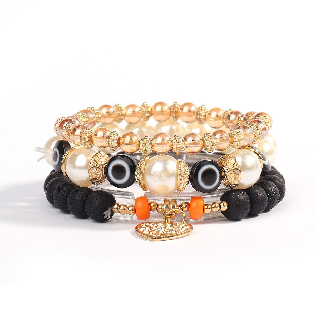 Wholesale Bohemian Eye Tree of Life Pendant Multi Layered Pendant Glass Elastic Bracelet