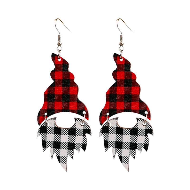 Wholesale 2 Pairs/pack Colorful Christmas Tree Leopard Plaid Minimalist Patchwork Wooden Earrings