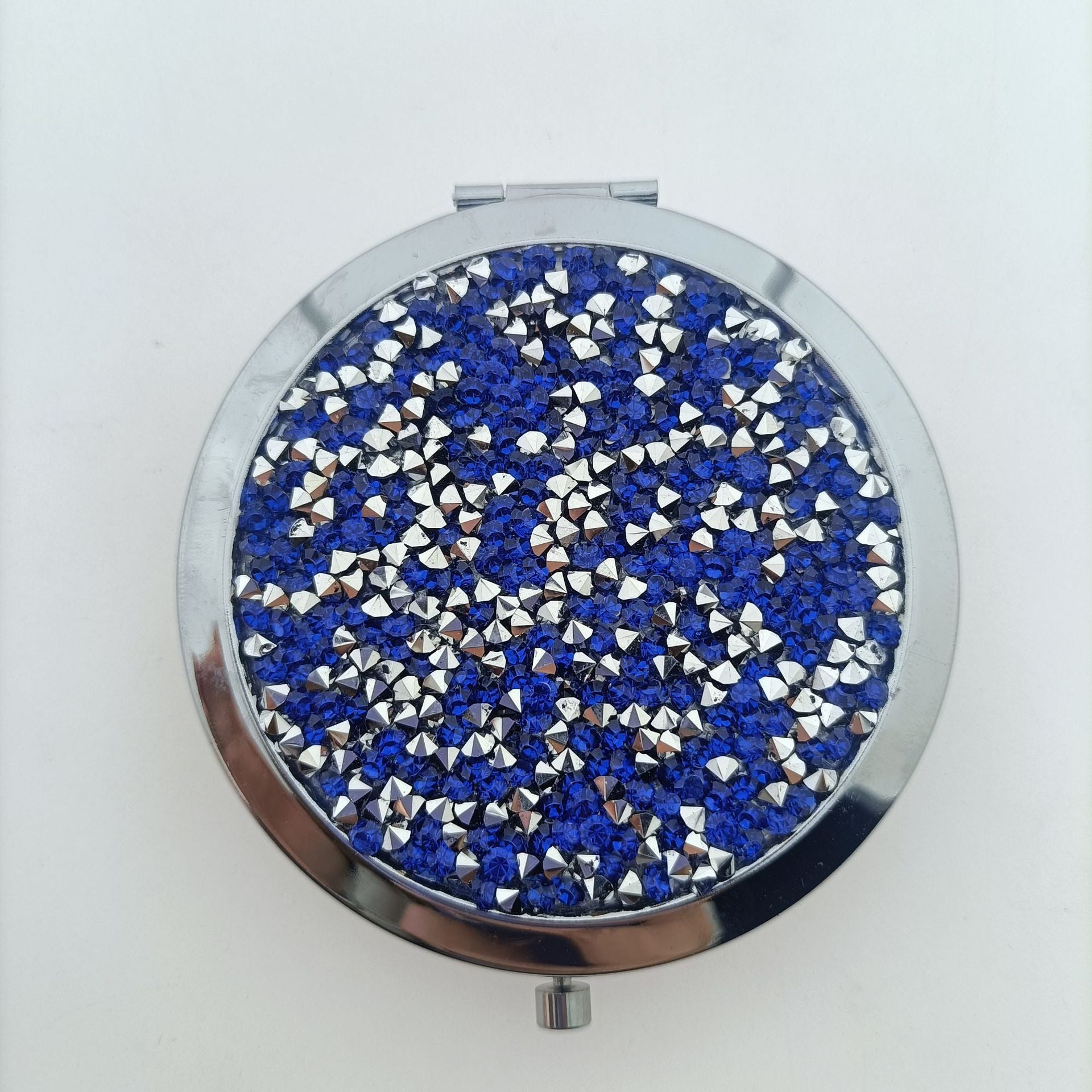 Wholesale Crystal Diamond Patch Circular Double-sided Mini Pocket Aluminum Mirror