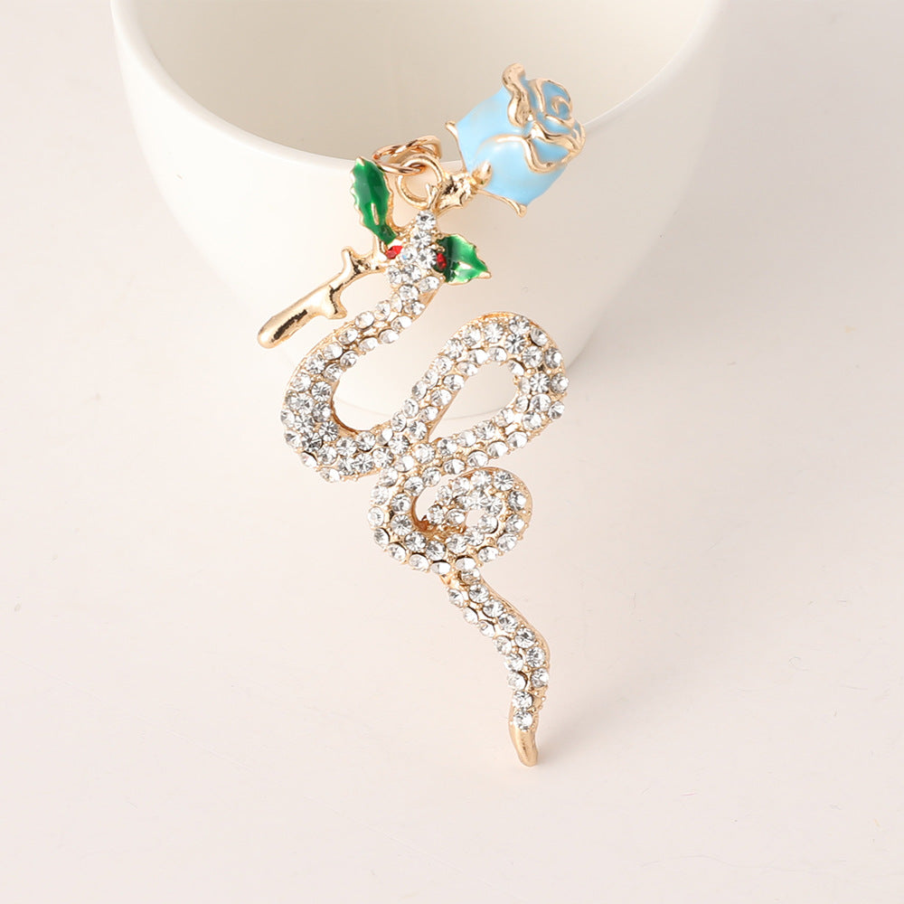 Wholesale New Rose Zodiac Snake Car Keychain Zodiac Animal Bag Key Chain Pendant Small Gift