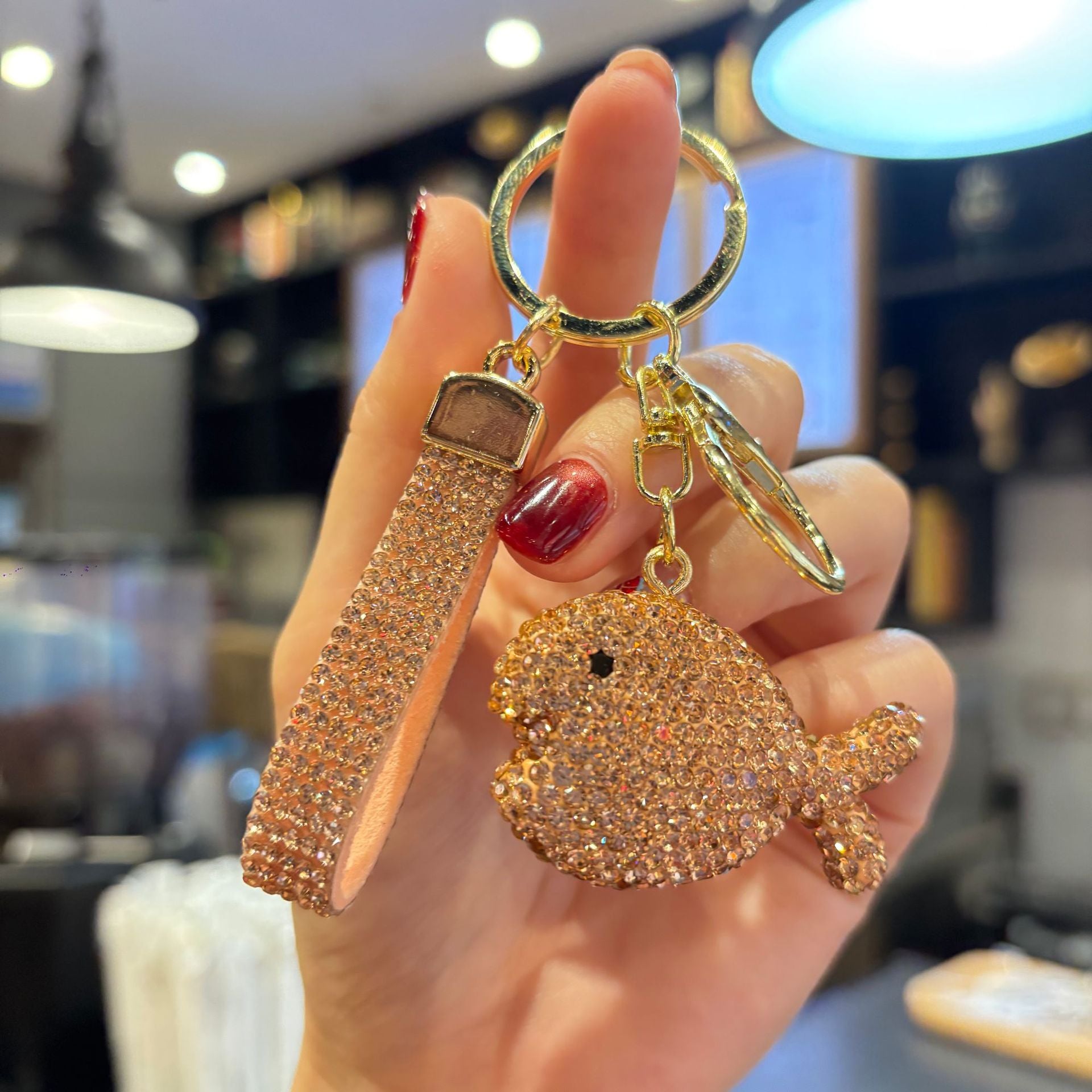 Wholesale Cute Full Rhinestone Multicolor Small Fish Keychain