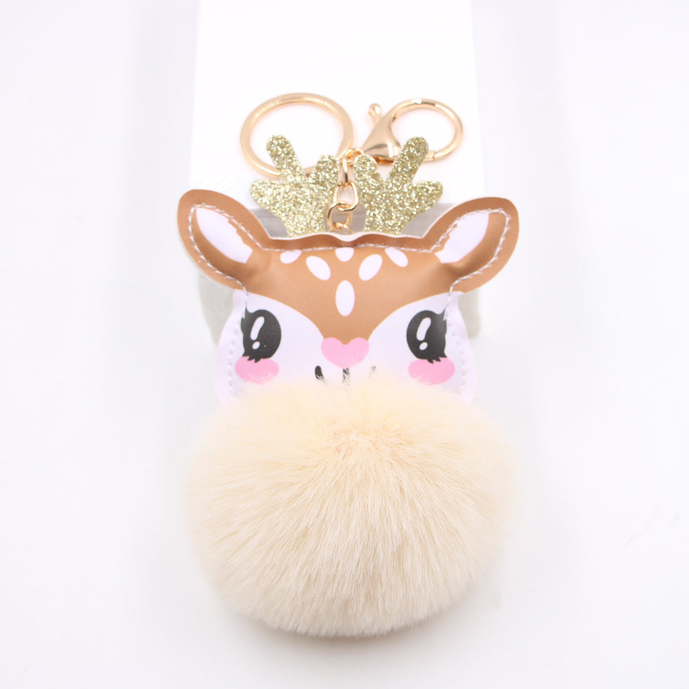 Wholesale Cute Plush Fawn Keychain Cartoon Deer Bag Charm Pendant Christmas Gift Car Key Accessory