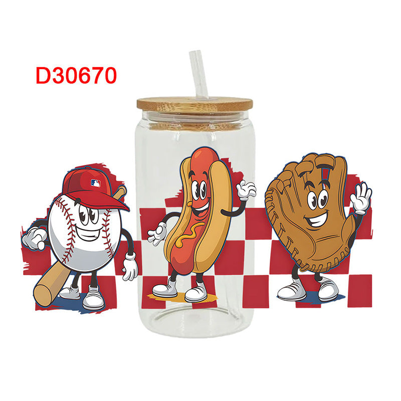 Wholesale Baseball rugby helmet sports 16oz Cup UV DTF Wraps