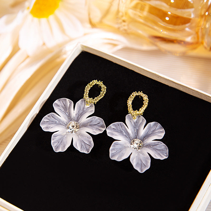 Wholesale Acrylic Flowers Transparent Petals Earrings