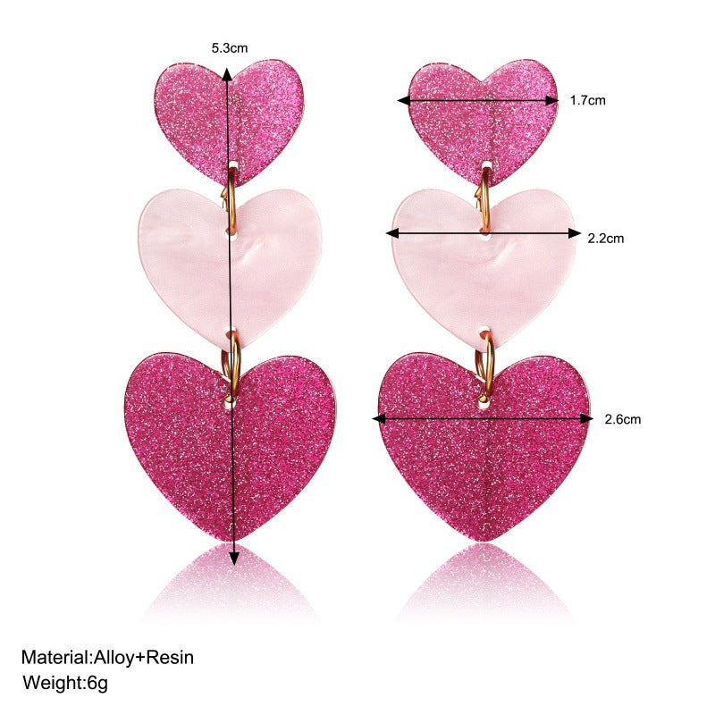 Wholesale color matching Valentine's Day acrylic love simple pendant texture dopamine earrings