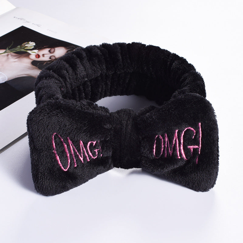 Wholesale Flannel Face Wash Makeup Bow Knot Plush Headband