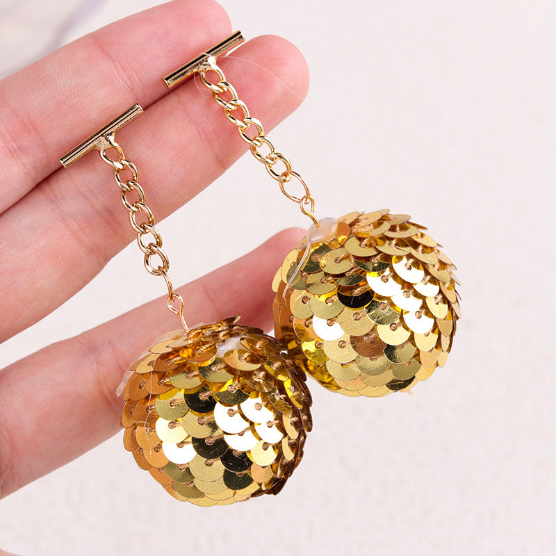 Wholesale Colorful Sequined Round Balls Personality Simple Retro Design Niche Earrings